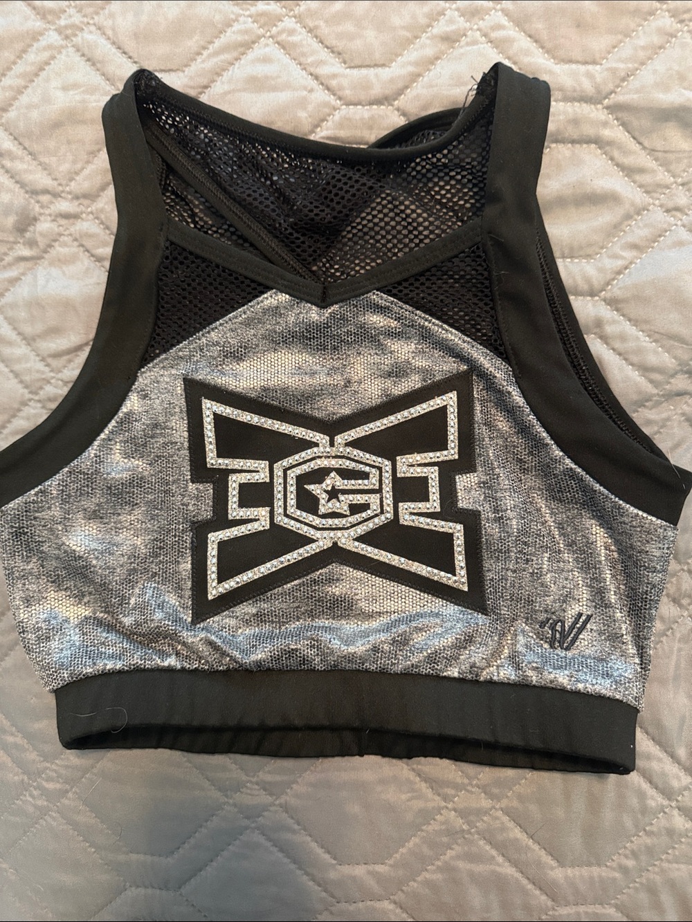Varsity Brand ECE Black & Silver High-Neck Sports Bralette